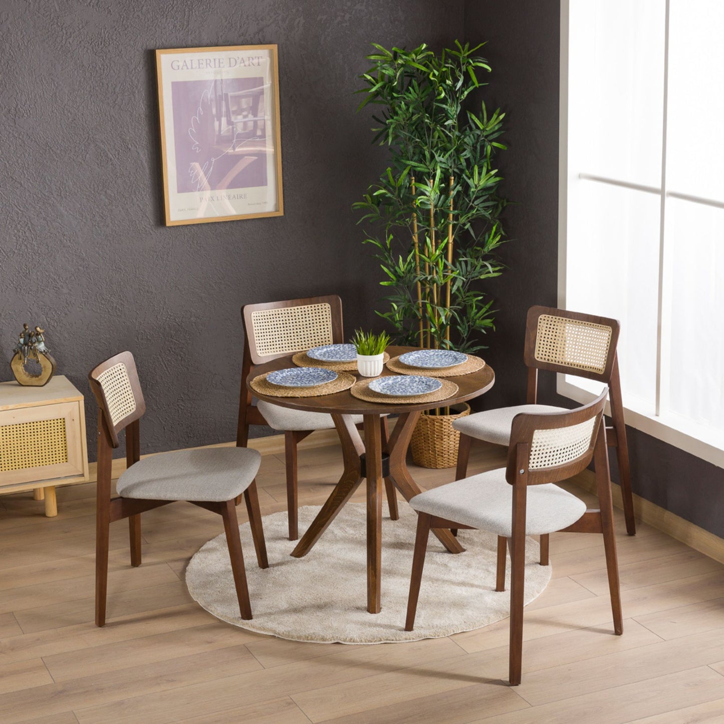 Irem Solid Wood Dining Chairs - Set of 2 (Walnut Color)