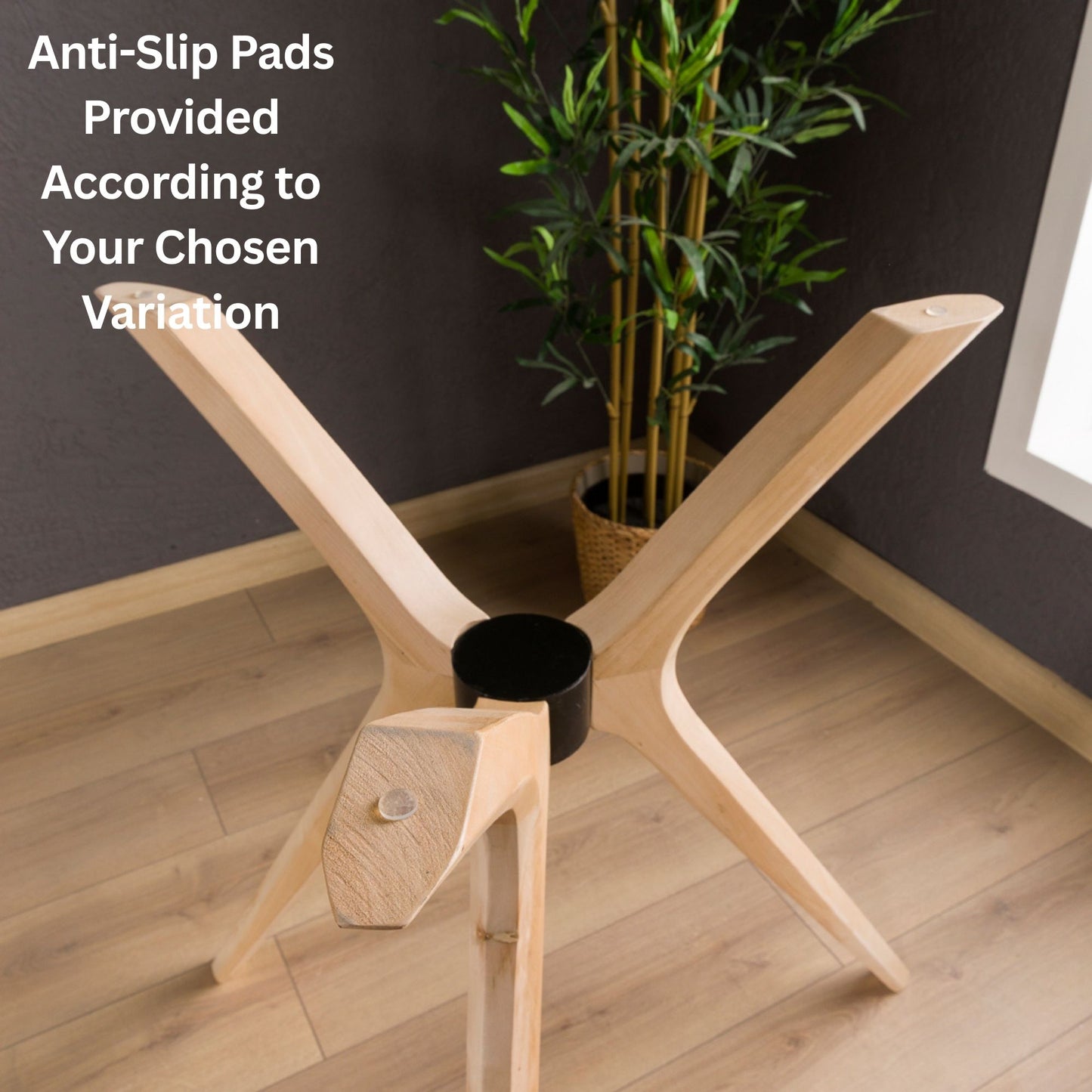 Solid Wood Counter-Height Round Table Base – 3 Legs