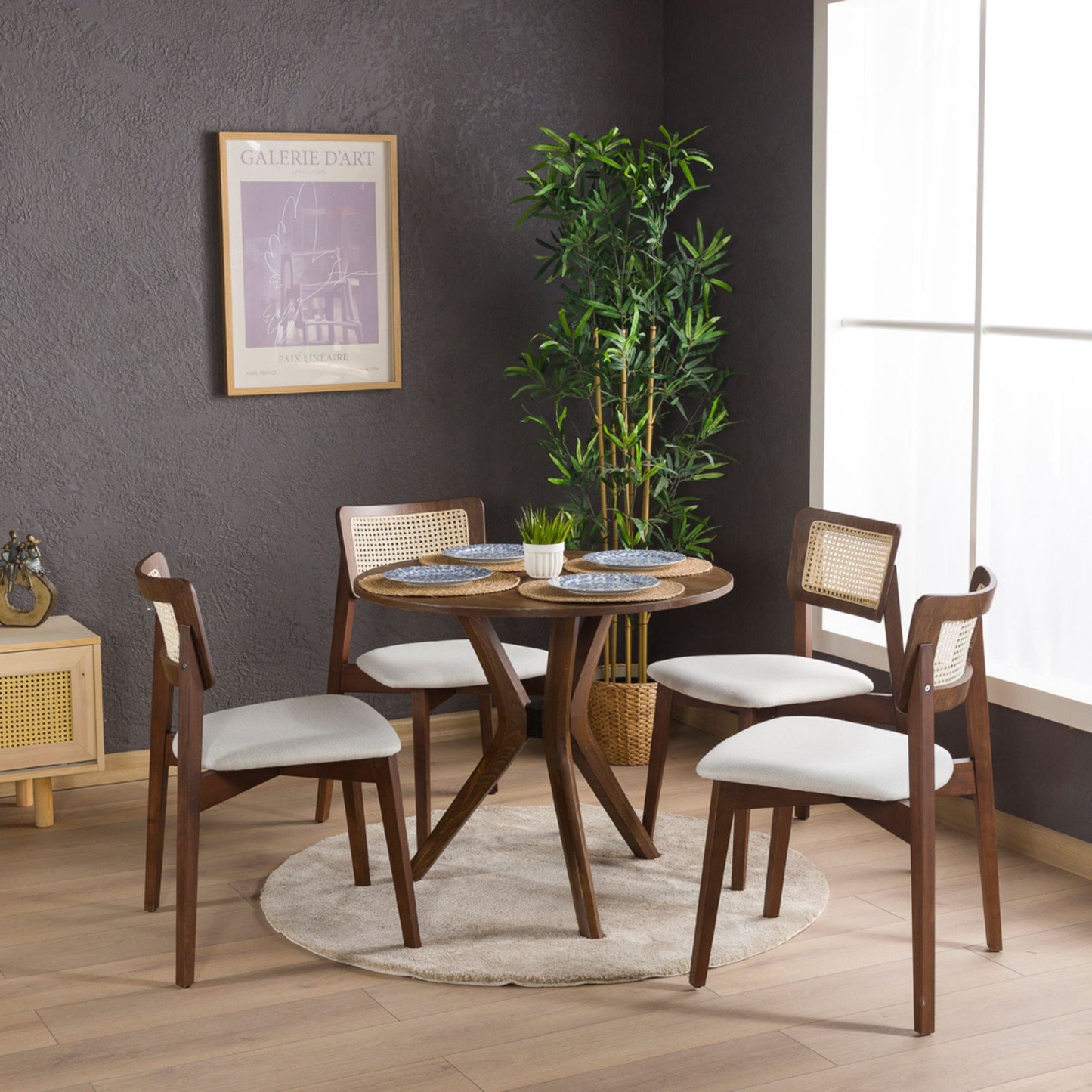 Irem Solid Wood Dining Chairs - Set of 2 (Walnut Color)
