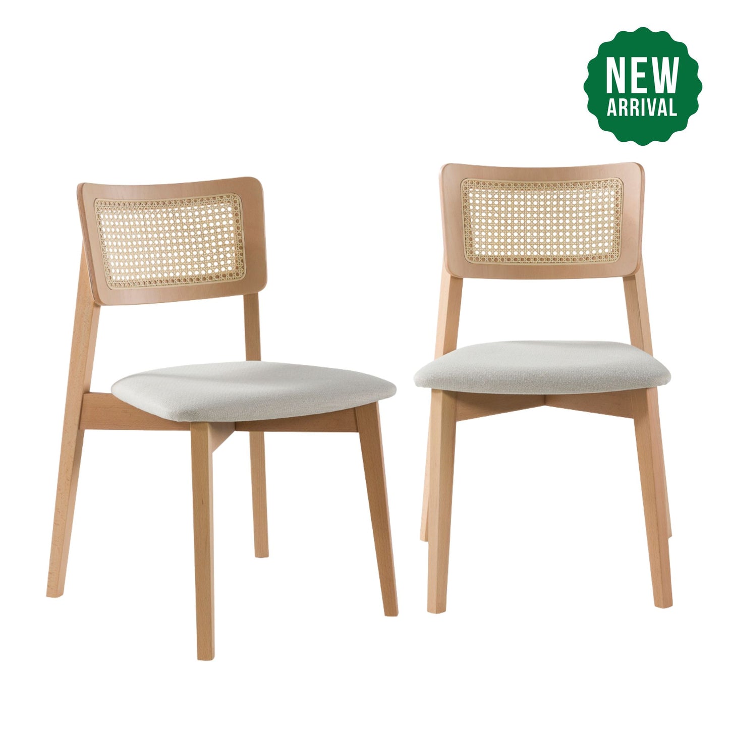 Irem Solid Wood Dining Chairs - Set of 2 (Natural Color)