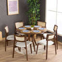 Rexa rundes Esstisch-Set aus massiver Eiche – 2 bis 6 Sitzplätze (Walnussfarbe) 