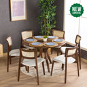 Rexa Solid Oak Round Dining Table Set – 2 to 6 Seater Options (Walnut Color)