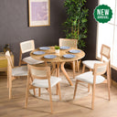 Rexa Solid Oak Round Dining Table Set – 2 to 6 Seater Options (Natural Color)