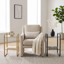 2-Tier Metal Side Table with Glass Tabletop