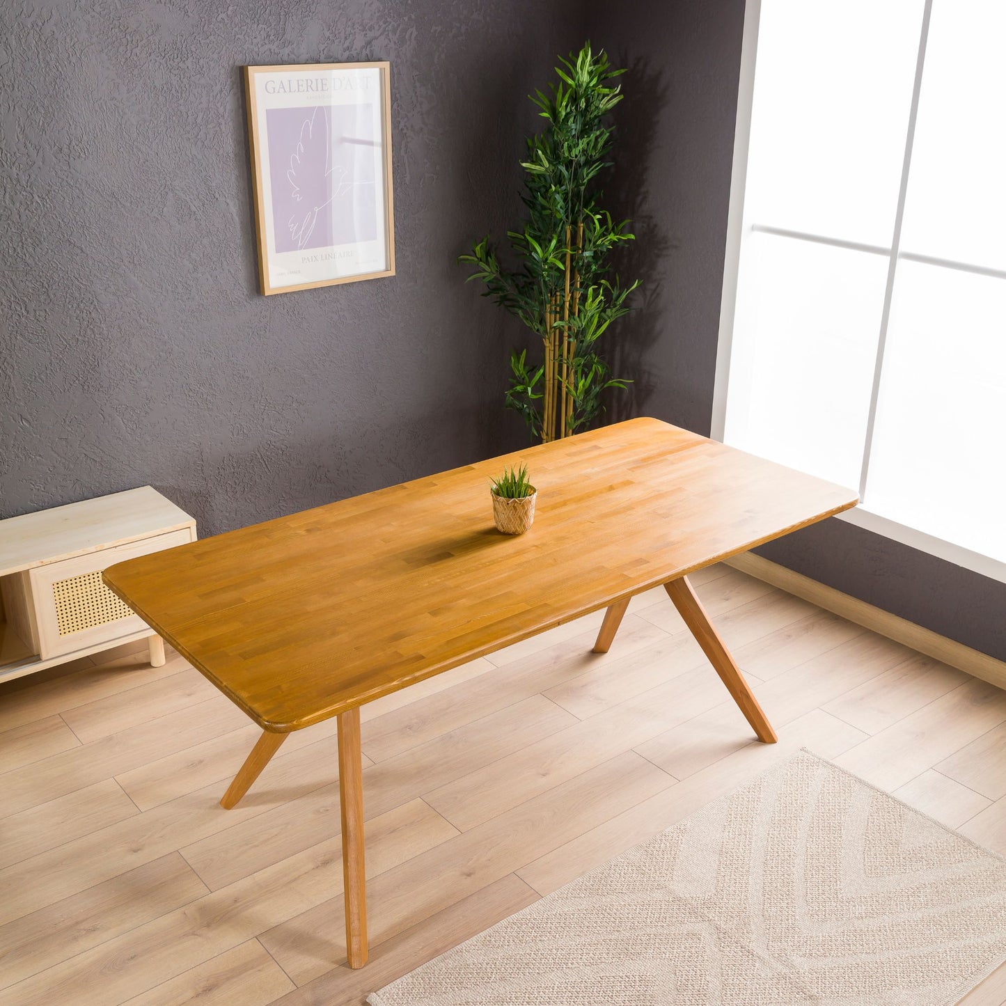 Rustic Rectangular Dining Table with Butterfly Pedestal Legs