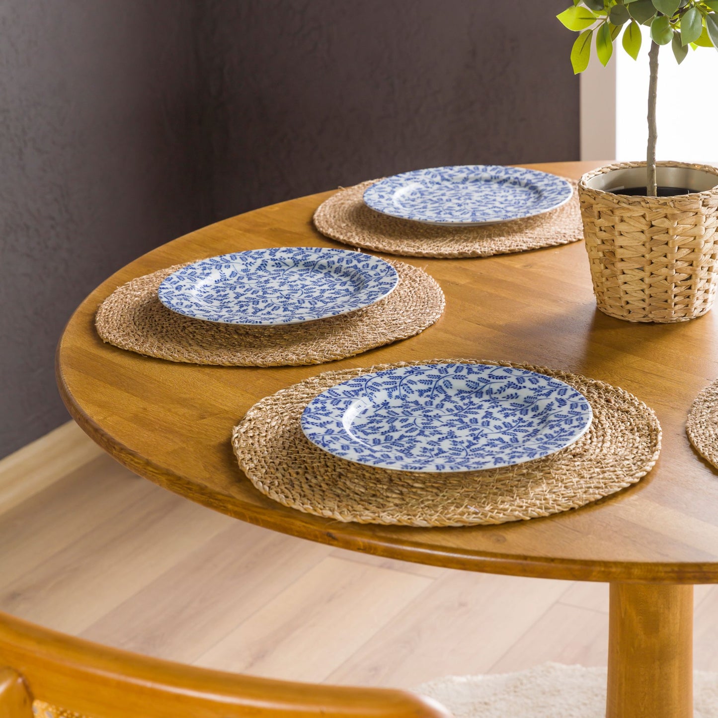 Solid Oak Round Dining Table with Wooden Tulip Legs