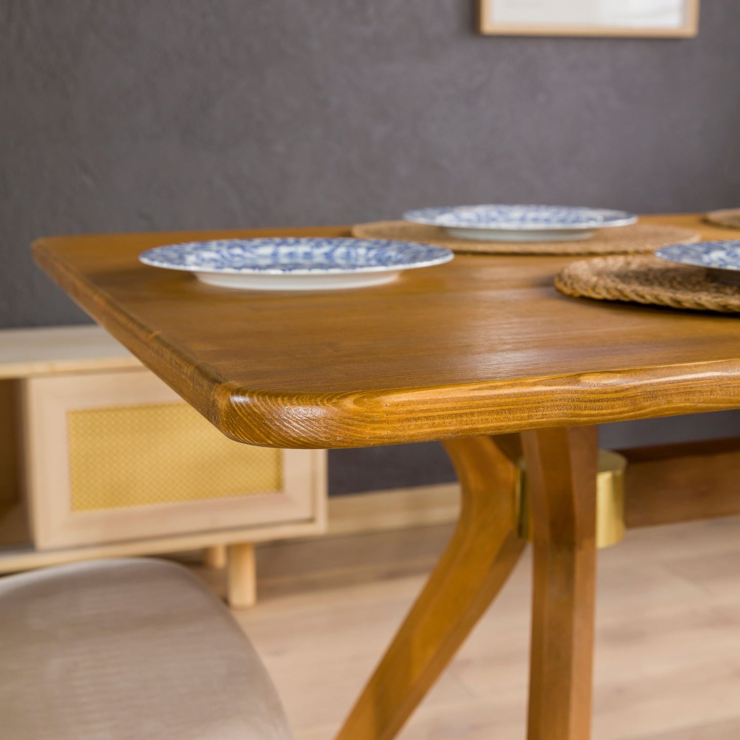 Rustic Rectangular Dining Table with Butterfly Pedestal Legs