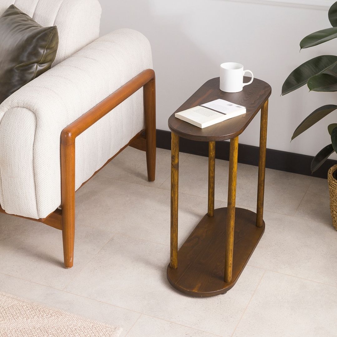 Solid Wood Oval Side Table