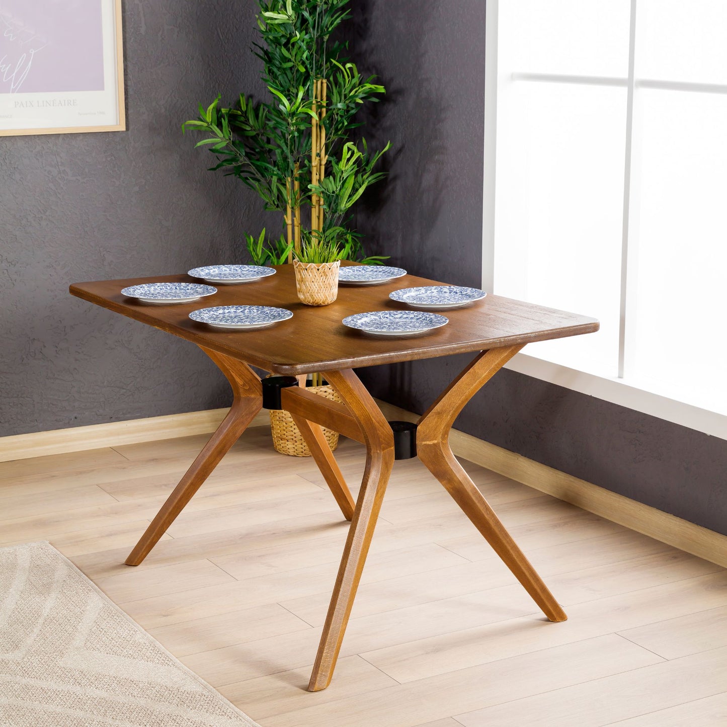 Rustic Rectangular Dining Table with Butterfly Pedestal Legs