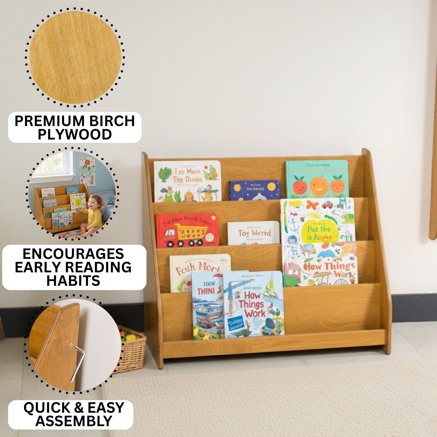 Freestanding Montessori Bookshelf