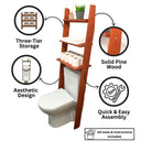 Solid Wood Over the Toilet Ladder Shelf