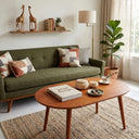 modern oval coffee table, oval wood coffee table with solid legs 4