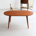 modern oval coffee table, oval wood coffee table with solid legs 6
