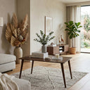 modern rectangular wood coffee table, minimalist coffee table with wood legs  4