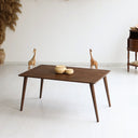 modern rectangular wood coffee table, minimalist coffee table with wood legs  6