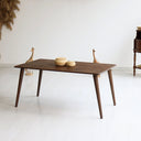 modern rectangular wood coffee table, minimalist coffee table with wood legs  7