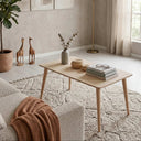 modern rectangular wood coffee table, minimalist coffee table with wood legs  8