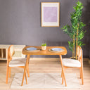 Modern Solid Oak Rectangle Dining Table with Rounded Side