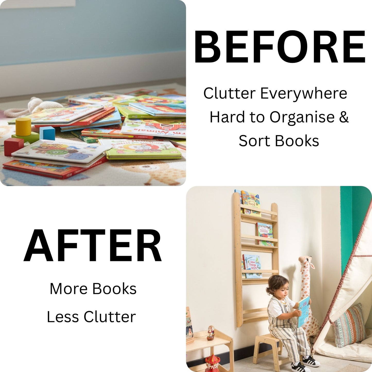 Wall-Mounted Montessori Bookshelf