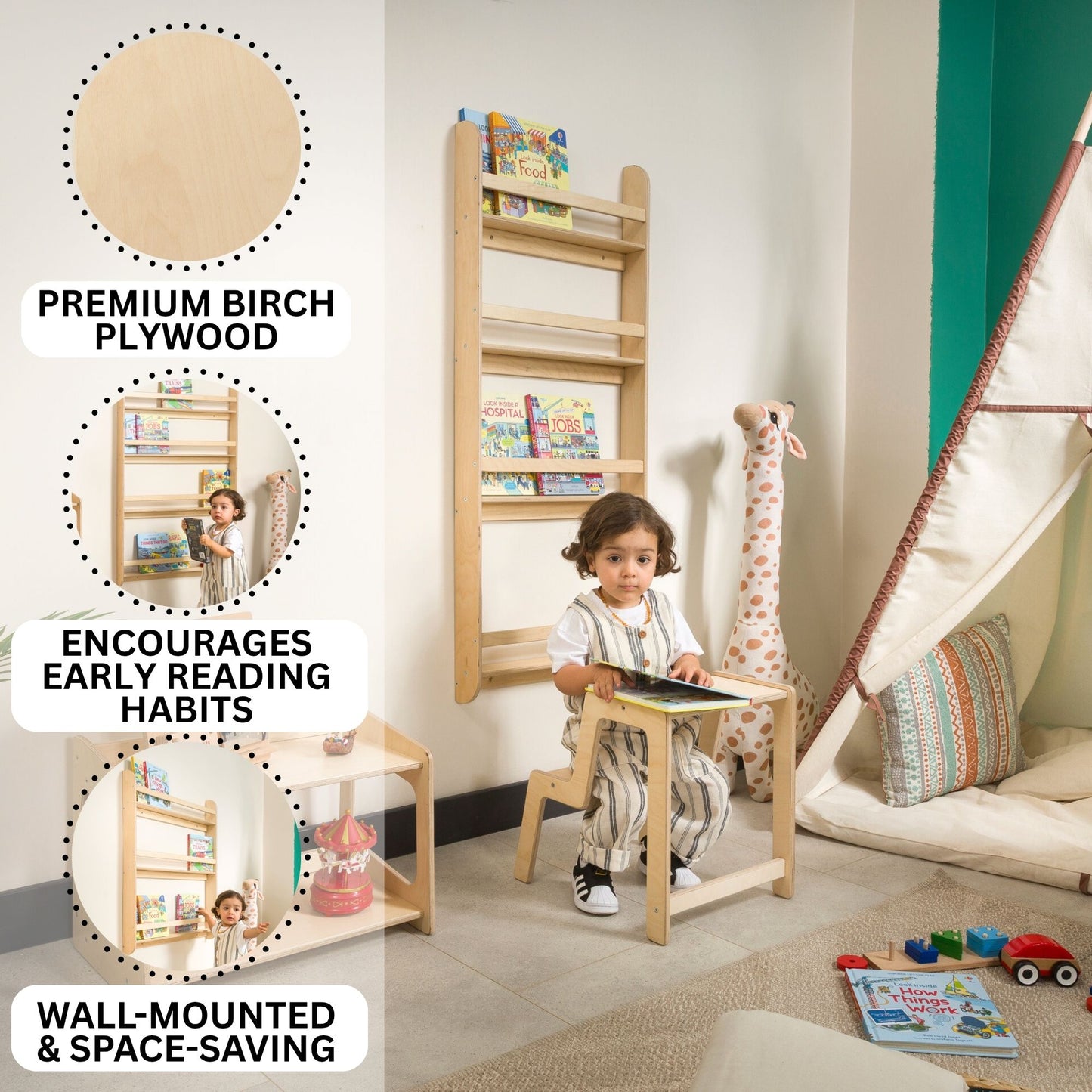 Wall-Mounted Montessori Bookshelf