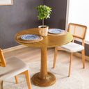 Solid Oak Round Dining Table with Wooden Tulip Leg