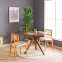 Solid Oak Round Dining Table with Wooden Butterfly Legs