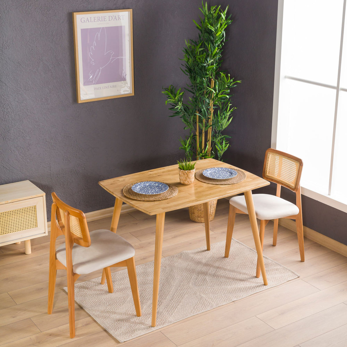Solid Oak Oval Edged Rectangle Dining Table - 18mm Top with Tapered ...