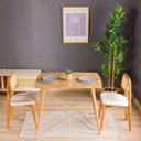 oval edge dining table, solid oak dining table with tapered legs  2