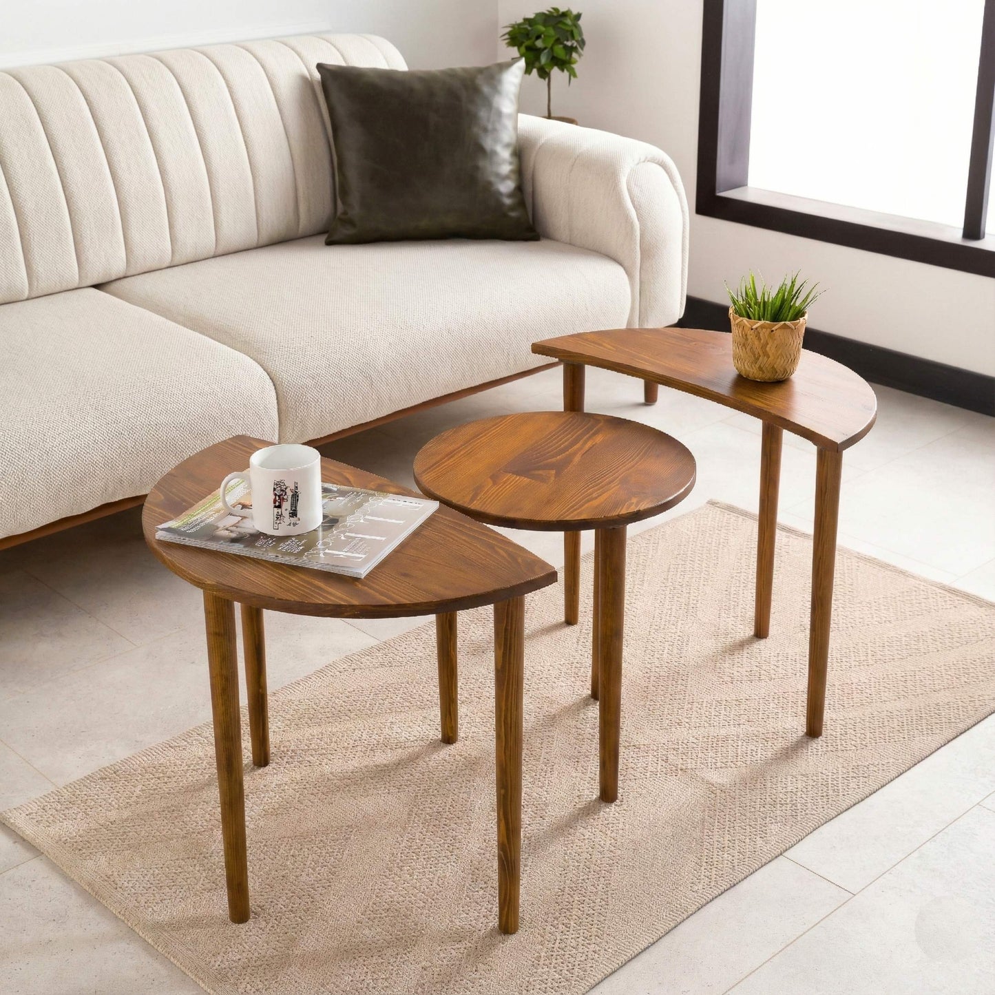Solid Wood Round Nesting Coffee Table