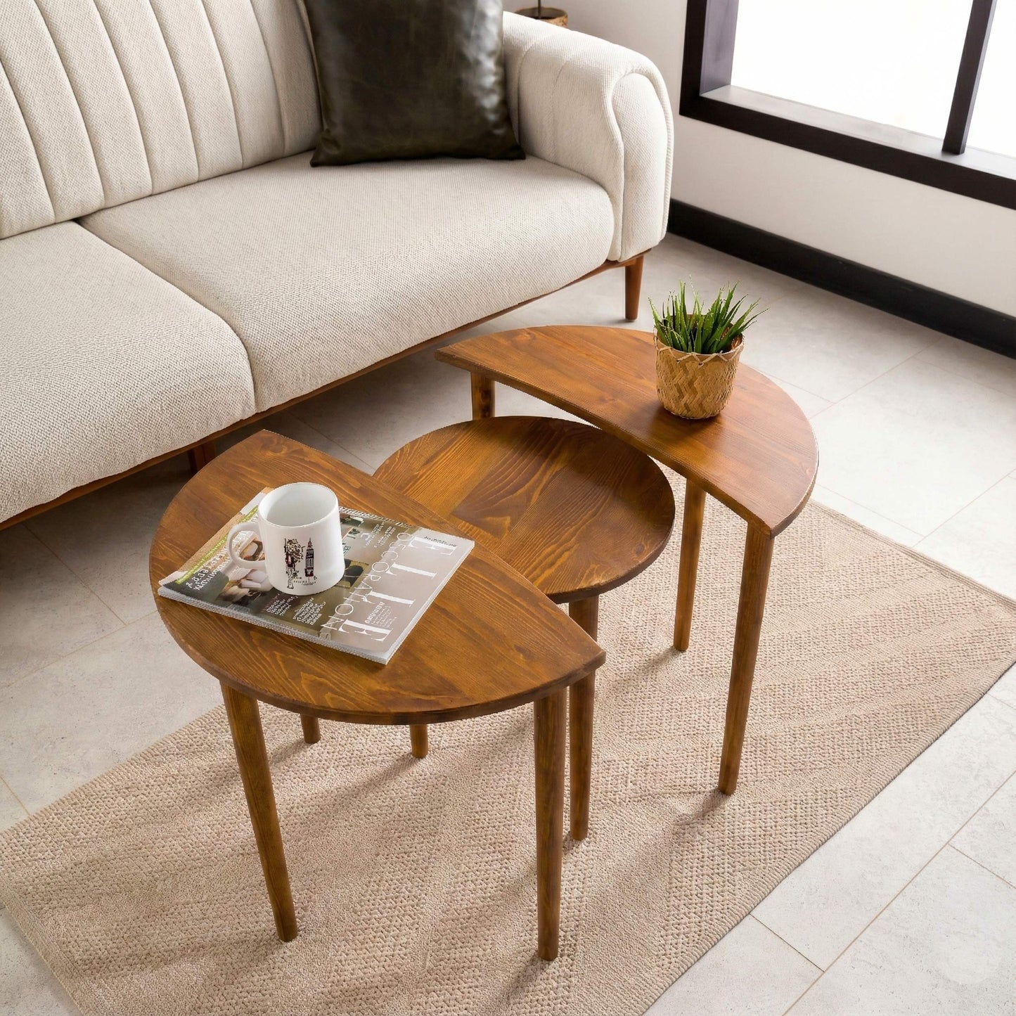 Solid Wood Round Nesting Coffee Table