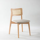 rattan back dining chair, solid wood dining chair with upholstered seat 11