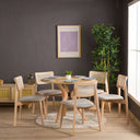 rattan back dining chair, solid wood dining chair with upholstered seat 14