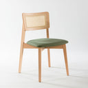 rattan back dining chair, solid wood dining chair with upholstered seat 17