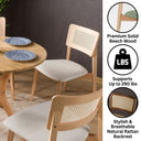 rattan back dining chair, solid wood dining chair with upholstered seat 5