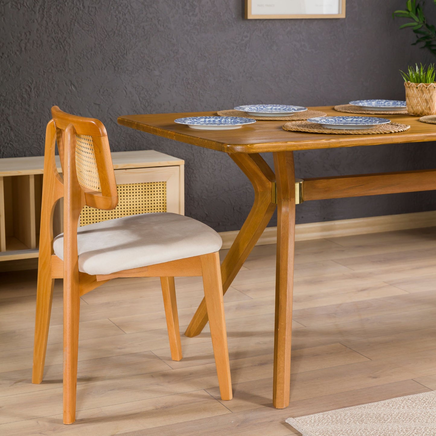 Rustic Rectangular Dining Table with Butterfly Pedestal Legs