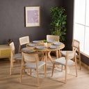 round dining table set, solid oak dining table with rattan chairs 10