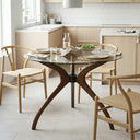 Curvella Glass Round Dining Table – 3-Leg