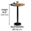rustic bistro table, solid wood bar height table 3
