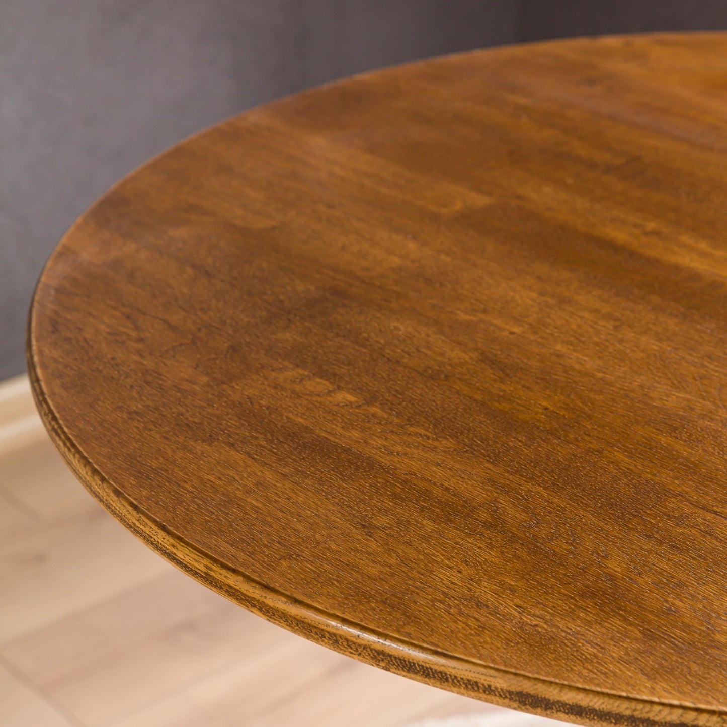 Solid Oak Round Dining Table with Wooden Tulip Legs