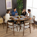 Rexa Solid Oak Round Dining Table Set – 2 to 6 Seater Options (Walnut Color)