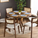 Solid Oak Round Dining Table with Wooden Butterfly Legs