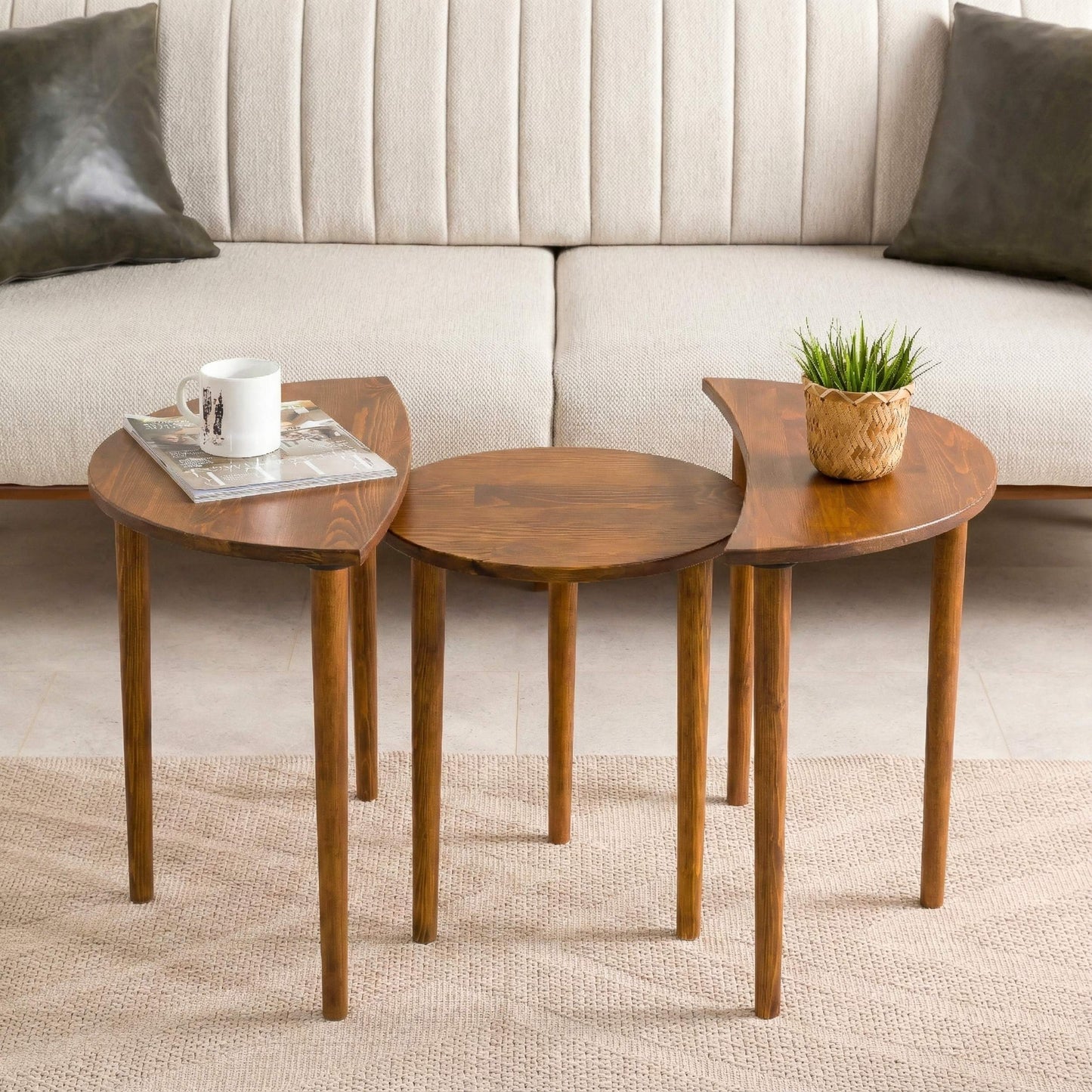 Solid Wood Round Nesting Coffee Table