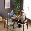 Rexa rundes Esstisch-Set aus massiver Eiche – 2 bis 6 Sitzplätze (Walnussfarbe) 