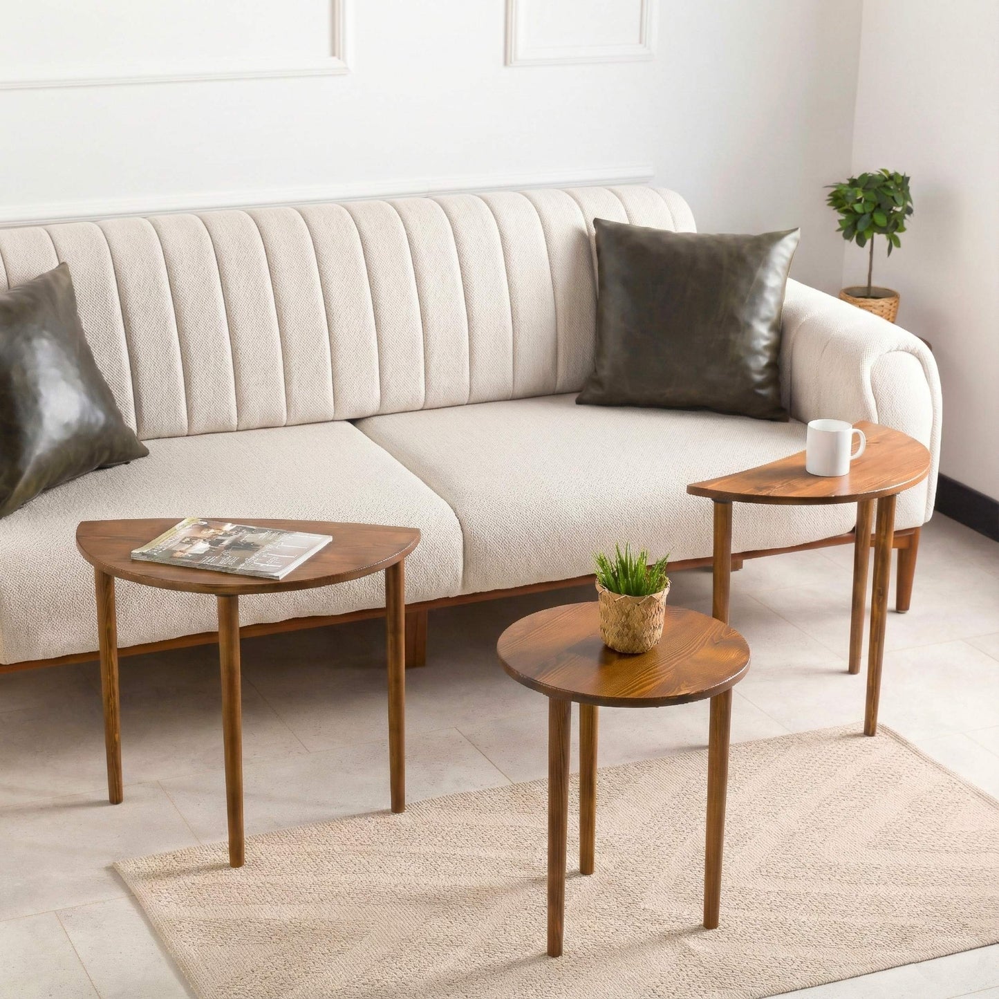 Solid Wood Round Nesting Coffee Table