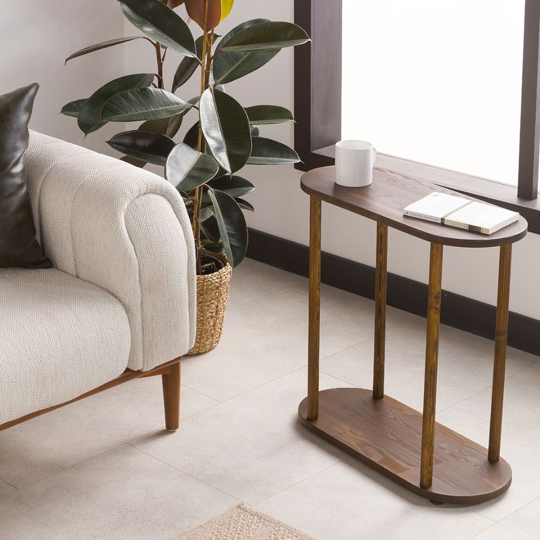 Solid Wood Oval Side Table