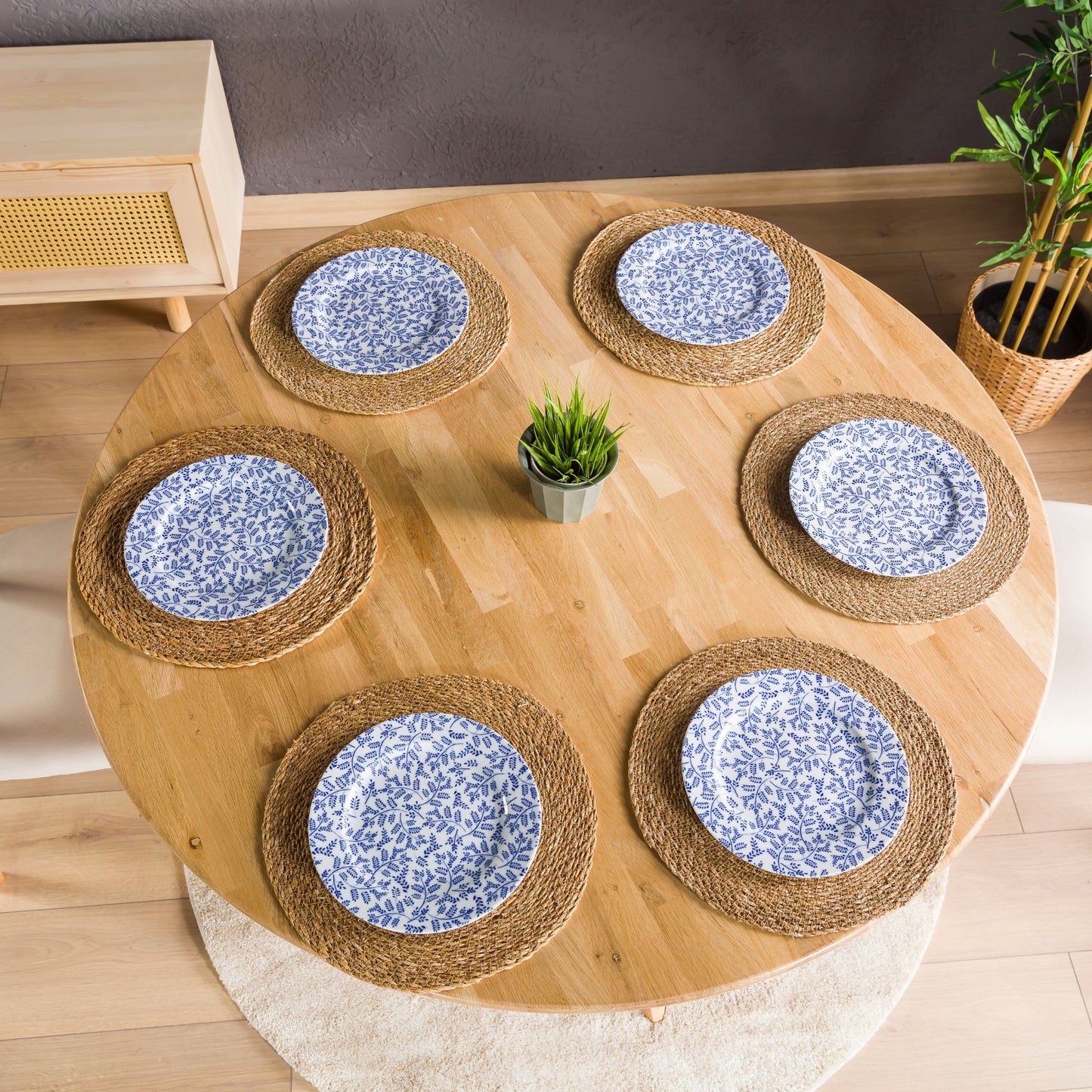 Solid Oak Round Dining Table with Wooden Butterfly Legs