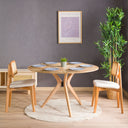 Solid Oak Round Dining Table with Wooden Butterfly Legs