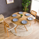 Solid Oak Round Dining Table with Wooden Butterfly Legs