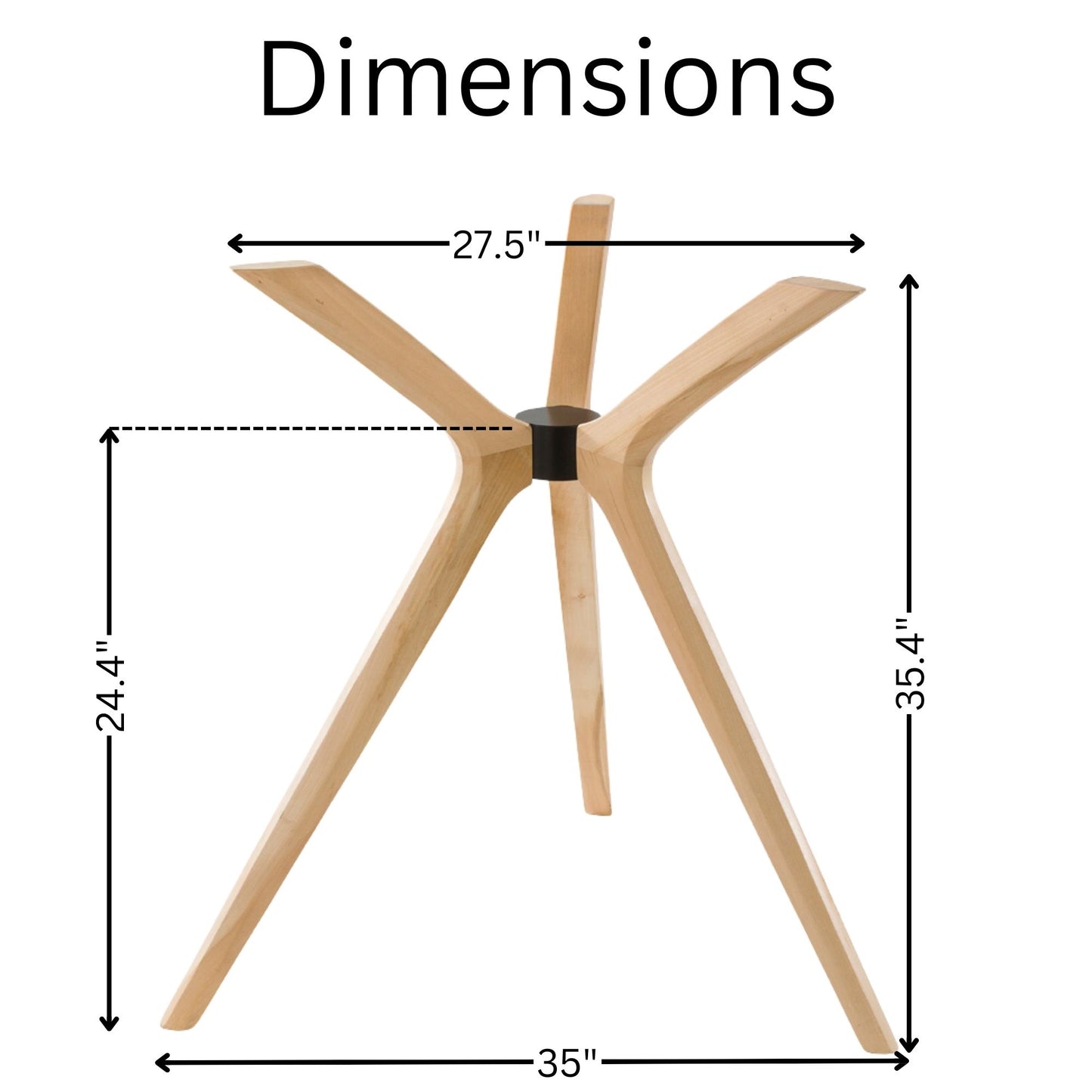 Solid Wood Counter-Height Round Table Base – 3 Legs
