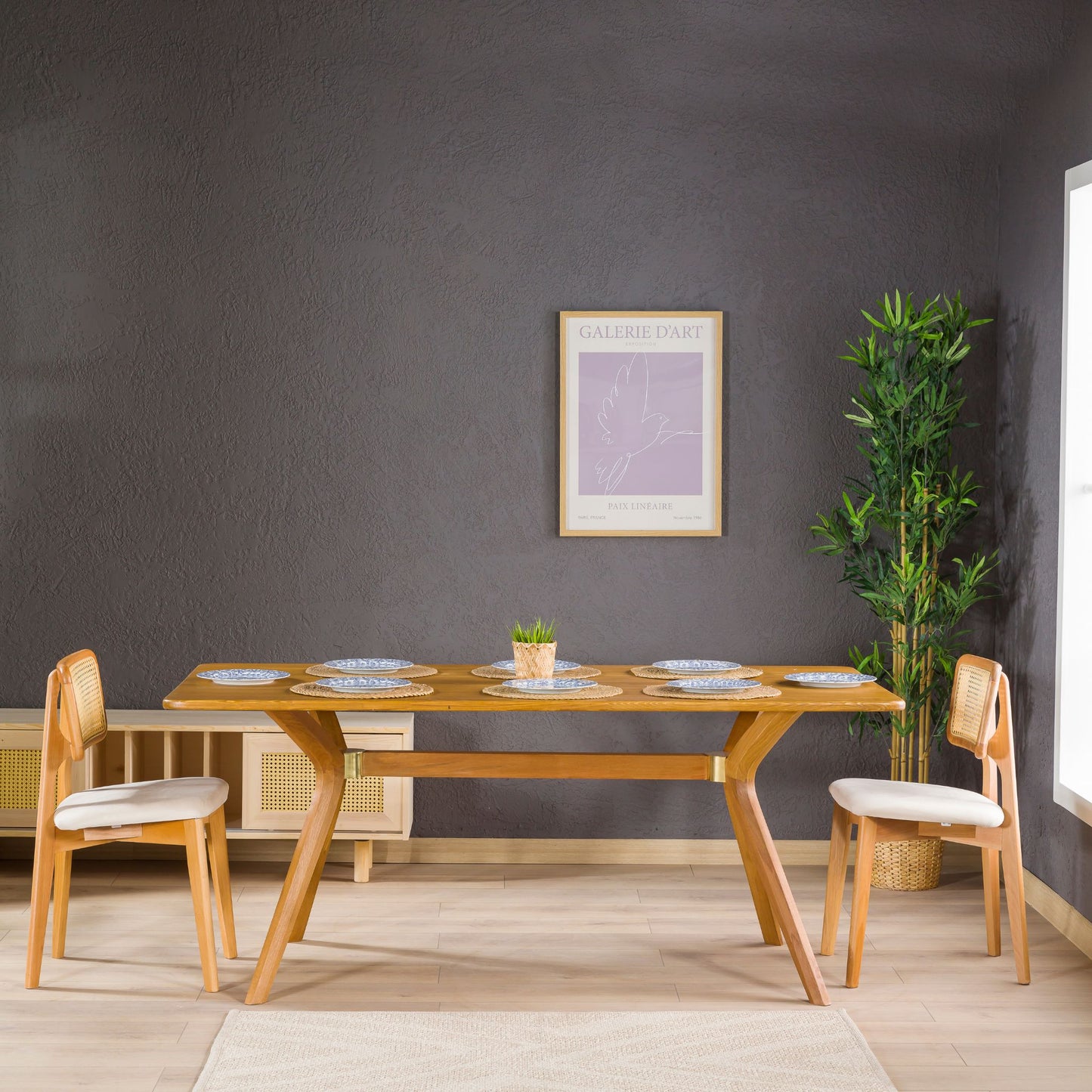 Rustic Rectangular Dining Table with Butterfly Pedestal Legs